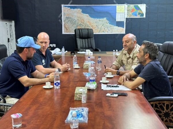 UNDAC members giving in a meeting with Derna/Libya Security Chief, 2023.